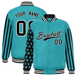 Custom Aqua American Flag Varsity Full-Snap Raglan Sleeves Letterman Bomber Jacket | BuyFootballJersey