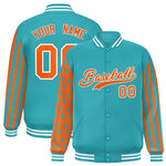 Custom Aqua American Flag Varsity Full-Snap Raglan Sleeves Letterman Bomber Jacket | BuyFootballJersey