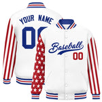 Custom White Red American Flag Varsity Full-Snap Raglan Sleeves Letterman Bomber Jacket | BuyFootballJersey