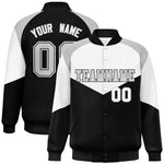 Custom White Black Varsity Full-Snap Color Block Letterman Jacket | BuyFootballJersey