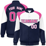 Custom White Navy Varsity Full-Snap Color Block Letterman Jacket | BuyFootballJersey