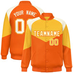 Custom Gold Orange Varsity Full-Snap Color Block Letterman Jacket | BuyFootballJersey