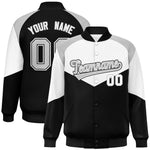 Custom White Black Varsity Full-Snap Color Block Letterman Jacket | BuyFootballJersey