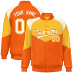 Custom Gold Orange Varsity Full-Snap Color Block Letterman Jacket | BuyFootballJersey
