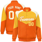 Custom Gold Orange Varsity Full-Snap Color Block Letterman Jacket | BuyFootballJersey