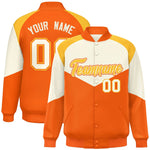 Custom Cream Orange Varsity Full-Snap Color Block Letterman Jacket | BuyFootballJersey