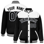 Custom White Black Color Block Bomber Varsity Baseball Jacket | BuyFootballJersey