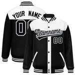 Custom White Black Color Block Bomber Varsity Baseball Jacket | BuyFootballJersey