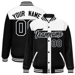 Custom White Black Color Block Bomber Varsity Baseball Jacket | BuyFootballJersey