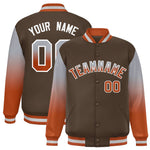 Custom Light Brown Gray-Texas Orange Gradient Varsity Full-Snap Raglan Sleeves Baseball Jacket | BuyFootballJersey