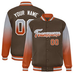 Custom Light Brown Gray-Texas Orange Gradient Varsity Full-Snap Raglan Sleeves Baseball Jacket | BuyFootballJersey