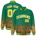 Custom Teal Varsity Full-Snap Sparkle-Effect Pattern Letterman Baseball Jacket | BuyFootballJersey