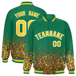 Custom Teal Varsity Full-Snap Sparkle-Effect Pattern Letterman Baseball Jacket | BuyFootballJersey