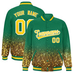 Custom Teal Varsity Full-Snap Sparkle-Effect Pattern Letterman Baseball Jacket | BuyFootballJersey