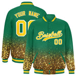 Custom Teal Varsity Full-Snap Sparkle-Effect Pattern Letterman Baseball Jacket | BuyFootballJersey