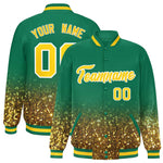Custom Teal Varsity Full-Snap Sparkle-Effect Pattern Letterman Baseball Jacket | BuyFootballJersey