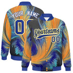 Custom Royal Varsity Full-Snap Feather Fluid Pattern Letterman Baseball Jacket | BuyFootballJersey