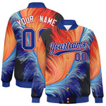 Custom Royal Varsity Full-Snap Feather Fluid Pattern Letterman Baseball Jacket | BuyFootballJersey
