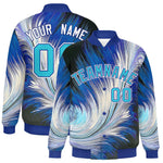 Custom Royal Varsity Full-Snap Feather Fluid Pattern Letterman Baseball Jacket | BuyFootballJersey