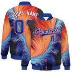 Custom Royal Varsity Full-Snap Feather Fluid Pattern Letterman Baseball Jacket | BuyFootballJersey