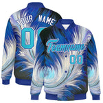 Custom Royal Varsity Full-Snap Feather Fluid Pattern Letterman Baseball Jacket | BuyFootballJersey