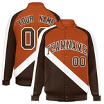 Custom Texas Orange Brown Raglan Sleeves Varsity Full-Snap Letterman Baseball Jacket | BuyFootballJersey