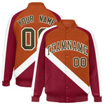 Custom Texas Orange Crimson Raglan Sleeves Varsity Full-Snap Letterman Baseball Jacket | BuyFootballJersey