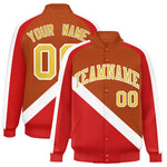 Custom Texas Orange Red Raglan Sleeves Varsity Full-Snap Letterman Baseball Jacket | BuyFootballJersey