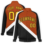 Custom Texas Orange Black Raglan Sleeves Varsity Full-Snap Letterman Baseball Jacket | BuyFootballJersey