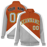 Custom Texas Orange Gray Raglan Sleeves Varsity Full-Snap Letterman Baseball Jacket | BuyFootballJersey