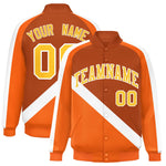 Custom Texas Orange Orange Raglan Sleeves Varsity Full-Snap Letterman Baseball Jacket | BuyFootballJersey