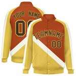 Custom Texas Orange Khaki Raglan Sleeves Varsity Full-Snap Letterman Baseball Jacket | BuyFootballJersey