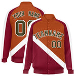 Custom Texas Orange Crimson Raglan Sleeves Varsity Full-Snap Letterman Baseball Jacket | BuyFootballJersey