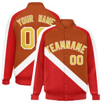 Custom Texas Orange Red Raglan Sleeves Varsity Full-Snap Letterman Baseball Jacket | BuyFootballJersey