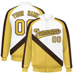 Custom White Khaki Raglan Sleeves Varsity Full-Snap Letterman Baseball Jacket | BuyFootballJersey