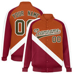 Custom Texas Orange Crimson Raglan Sleeves Varsity Full-Snap Letterman Baseball Jacket | BuyFootballJersey