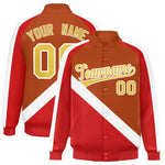 Custom Texas Orange Red Raglan Sleeves Varsity Full-Snap Letterman Baseball Jacket | BuyFootballJersey