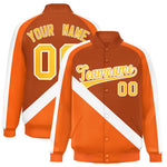 Custom Texas Orange Orange Raglan Sleeves Varsity Full-Snap Letterman Baseball Jacket | BuyFootballJersey