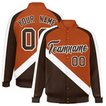 Custom Texas Orange Brown Raglan Sleeves Varsity Full-Snap Letterman Baseball Jacket | BuyFootballJersey