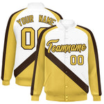 Custom White Khaki Raglan Sleeves Varsity Full-Snap Letterman Baseball Jacket | BuyFootballJersey