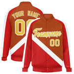Custom Texas Orange Red Raglan Sleeves Varsity Full-Snap Letterman Baseball Jacket | BuyFootballJersey