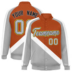 Custom Texas Orange Gray Raglan Sleeves Varsity Full-Snap Letterman Baseball Jacket | BuyFootballJersey