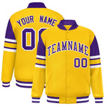 Custom Yellow Varsity Full-Snap Color Block Letterman Jacket | BuyFootballJersey