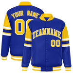 Custom Royal Varsity Full-Snap Color Block Letterman Jacket | BuyFootballJersey