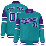 Custom Teal Varsity Full-Snap Color Block Letterman Jacket | BuyFootballJersey