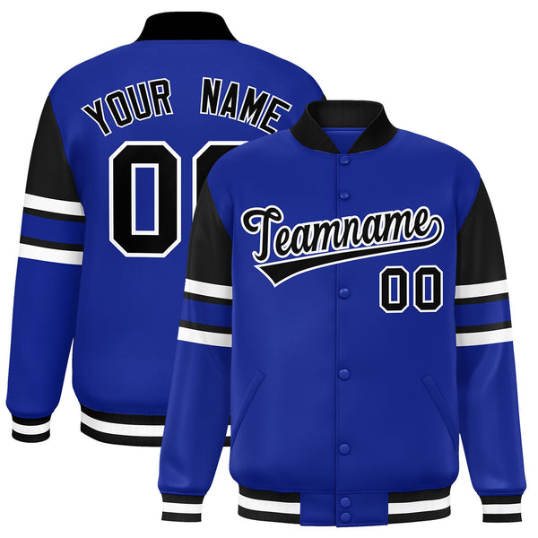 Custom Royal Varsity Full-Snap Color Block Letterman Jacket | BuyFootballJersey