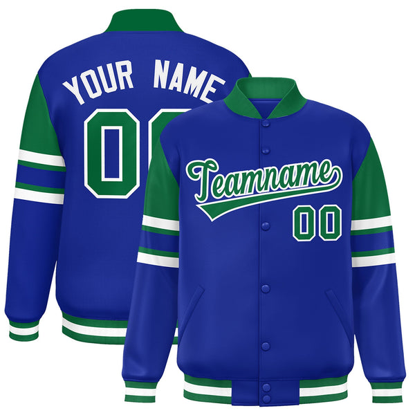 Custom Royal Varsity Full-Snap Color Block Letterman Jacket | BuyFootballJersey