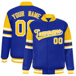 Custom Royal Varsity Full-Snap Color Block Letterman Jacket | BuyFootballJersey