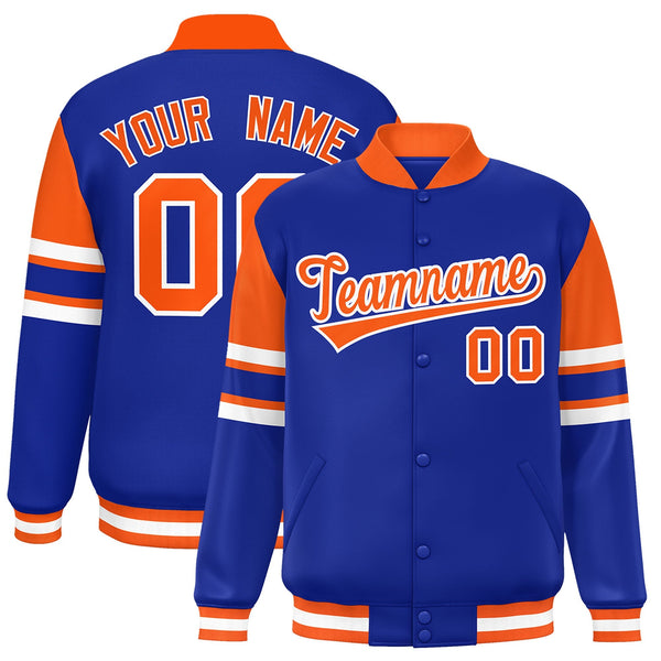 Custom Royal Varsity Full-Snap Color Block Letterman Jacket | BuyFootballJersey