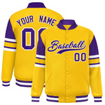 Custom Yellow Varsity Full-Snap Color Block Letterman Jacket | BuyFootballJersey